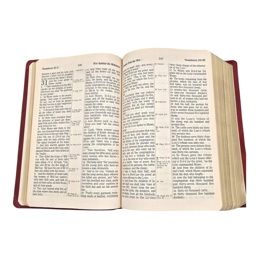 Holy Bible NKJV Giant Print Center-Column Reference Bible Red Faux Leather 1982 - Picture 10 of 16
